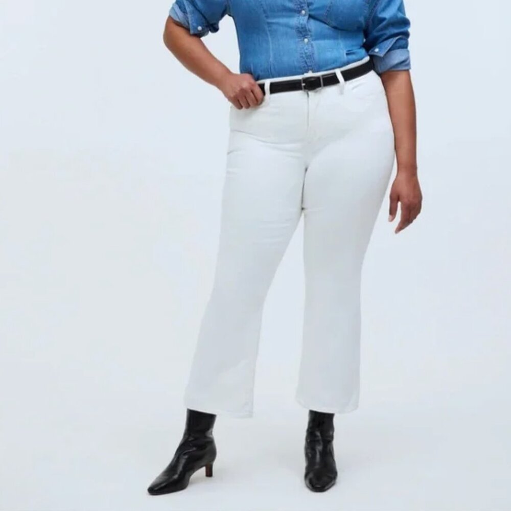 Madewell White Flare Crop Jeans